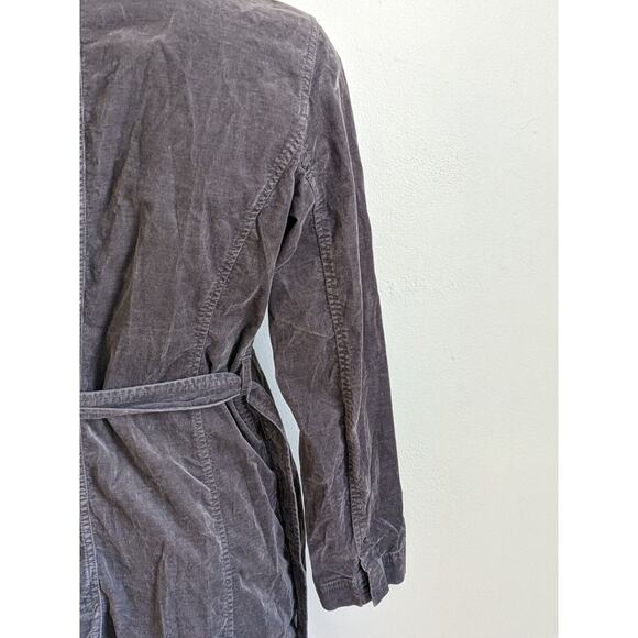 Eileen Fisher Petite Sz 0-2 Pea Coat Corduroy Jacket Grey Double Breasted Belted - Picture 11 of 13